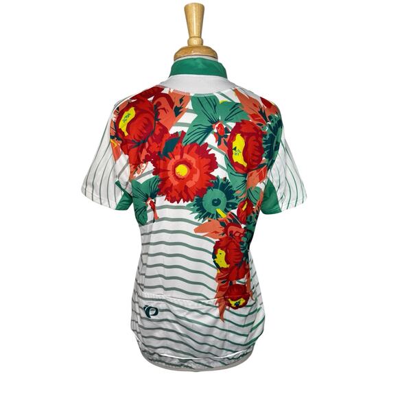 PEARL IZUMI Womens Elite Cycling Jersey in Coral Peony Green Stripe Sz XXL #0877 - Picture 3 of 11